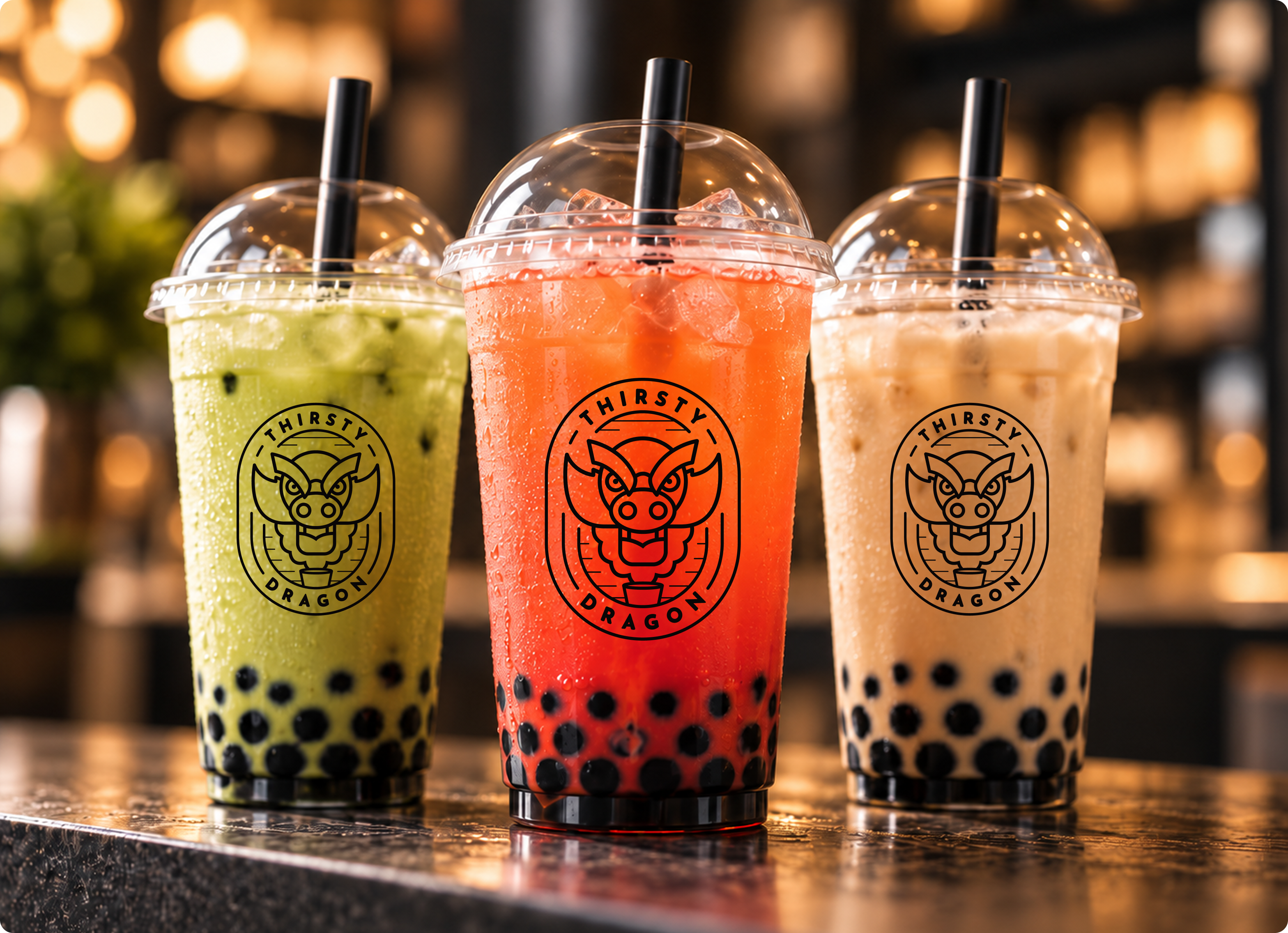 Three iced Thirsty Dragon bubble teas